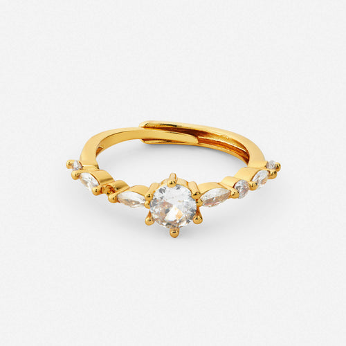 Nicole solitaire stone ring in gold – Vessaly