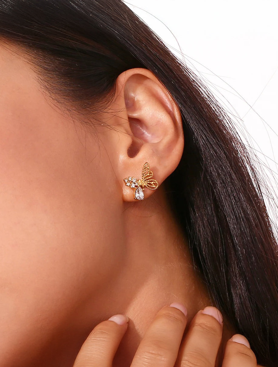 Butterfly stud with zircon detail – Vessaly
