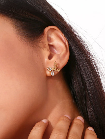Butterfly stud with zircon detail – Vessaly