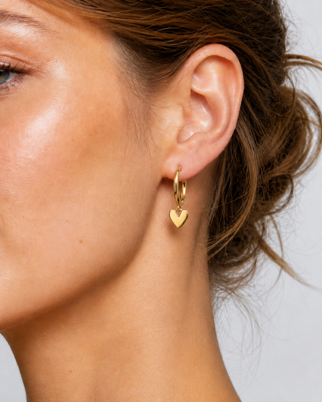 14K Gold Heart Hoop Earrings