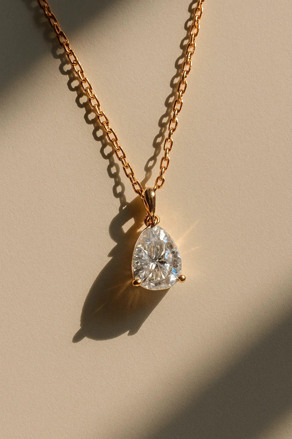 Pear-cut moissanite necklace, elegant styling – Vessaly
