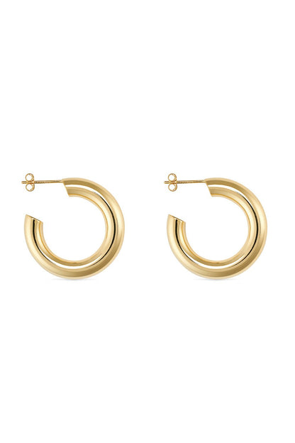 Chunky 14K Gold Hoop Earrings 25mm sterling silver bold statement hoops – Ravyena
