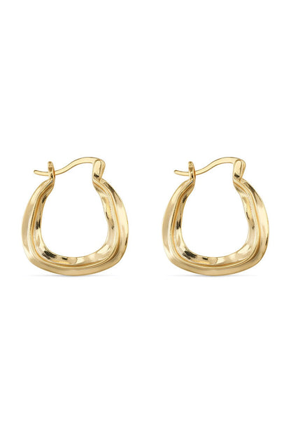 Chunky oval gold hoop earrings by Ravyena