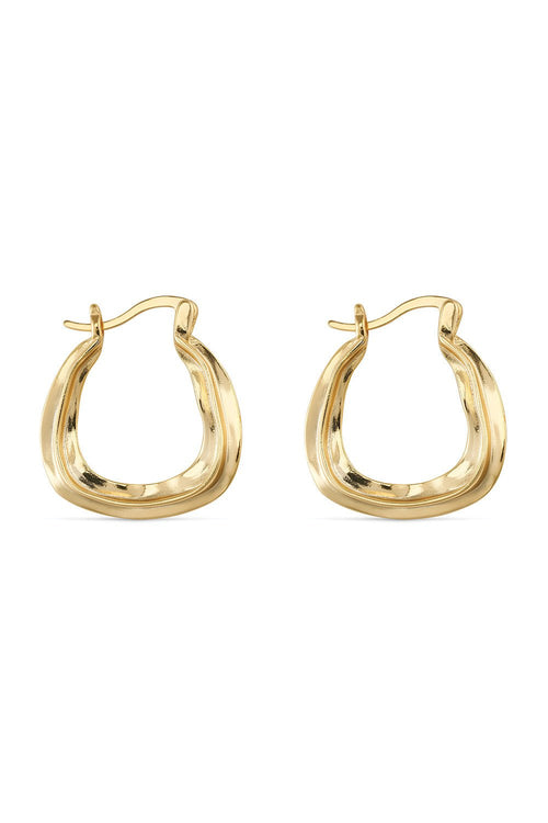 Chunky oval gold hoop earrings by Ravyena