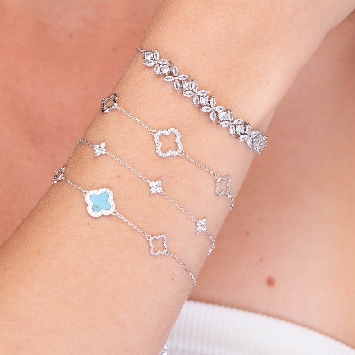Lucky clover bracelet on neutral background