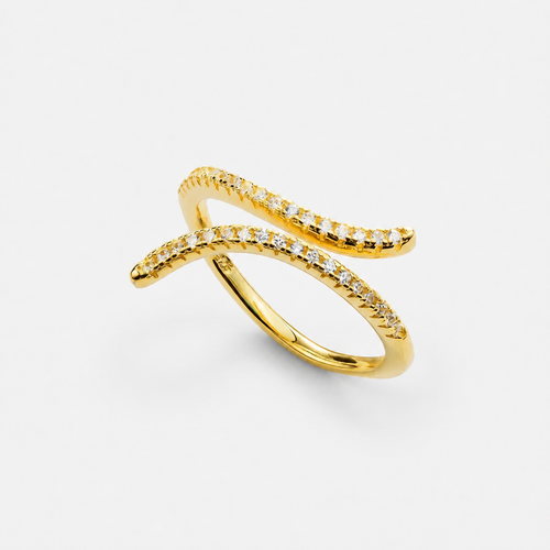 Crystal Flare Statement Ring in gold finish