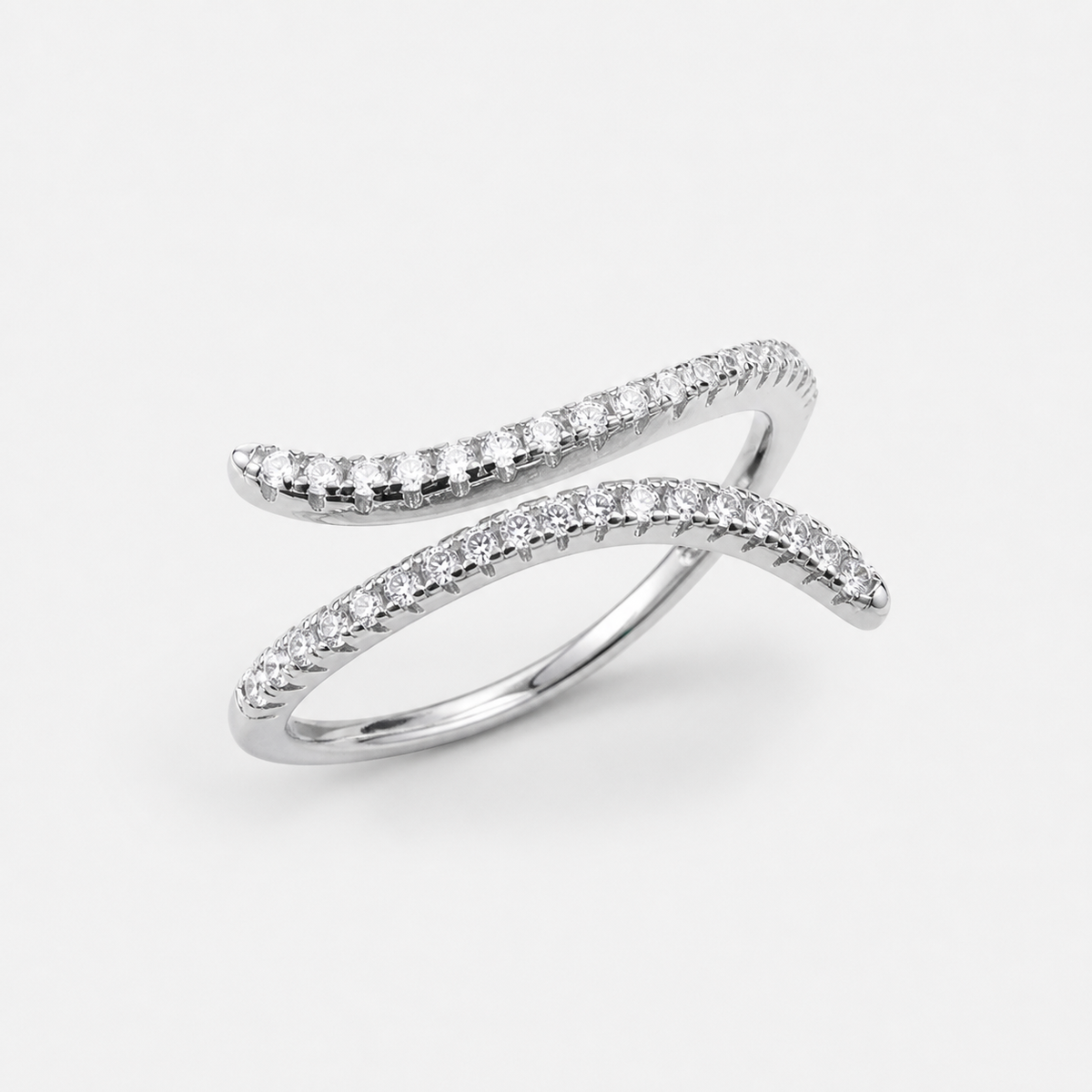 Crystal Flare Statement Ring in platinum finish