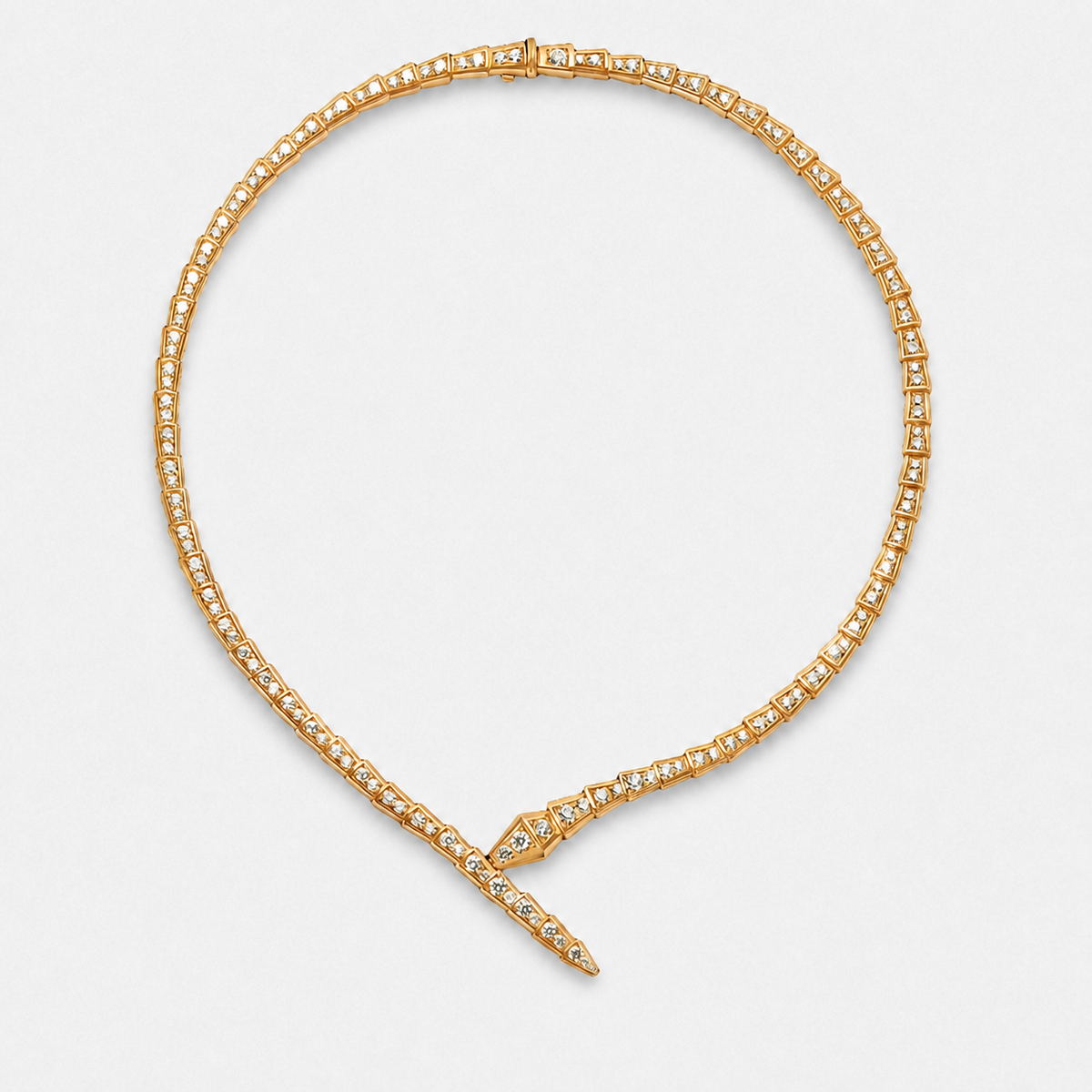 Crystal Serpent Snake Choker Necklace - Gold / Gold-plated Brass