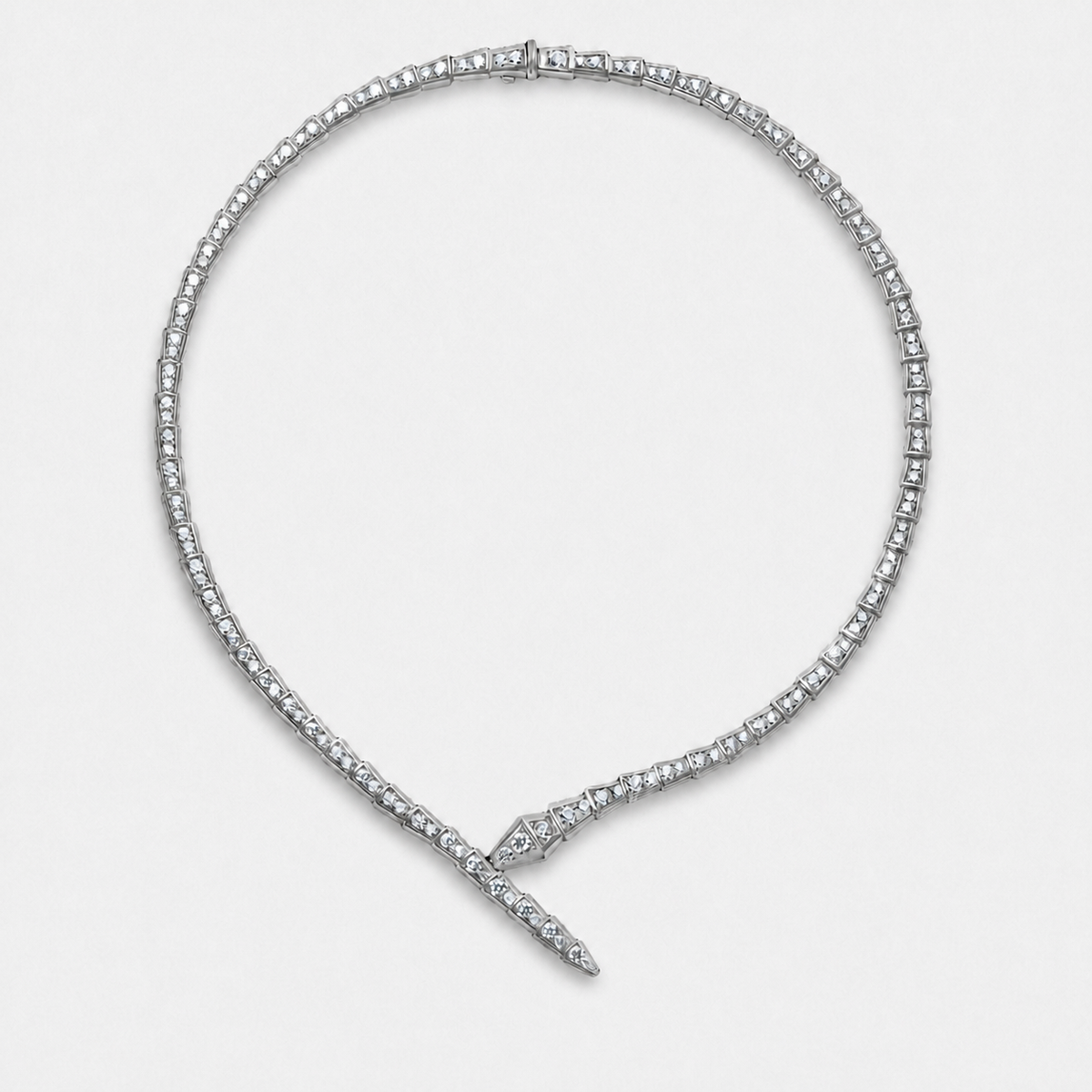 Crystal Serpent Snake Choker Necklace - Silver / Gold-plated Brass