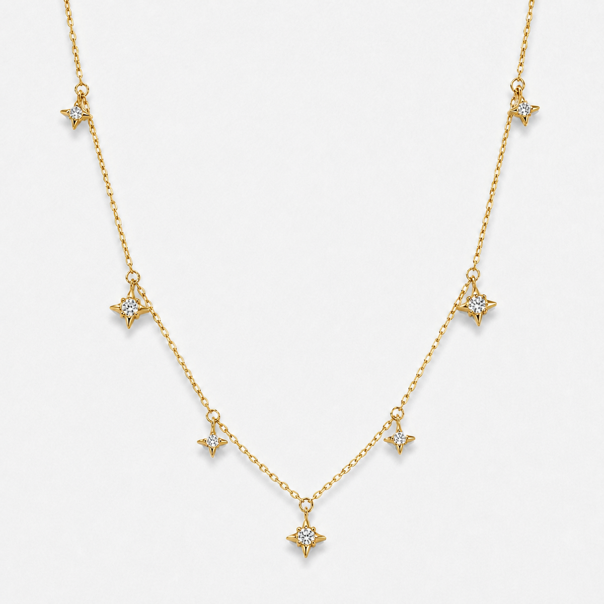 Dainty Gold Crystal Star Pendant Necklace - Default Title