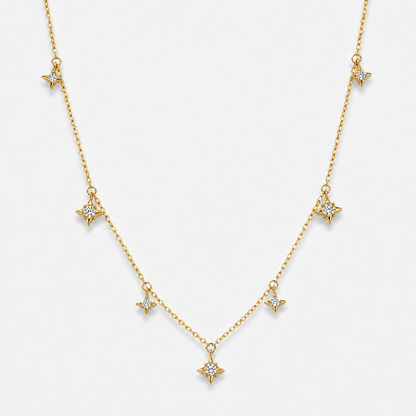 Dainty Gold Crystal Star Pendant Necklace - Default Title