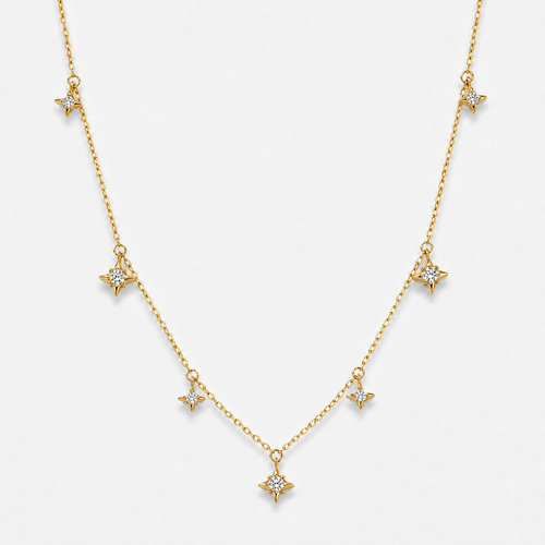 Dainty Gold Crystal Star Pendant Necklace - Default Title