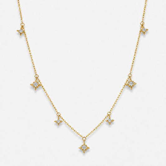 Dainty Gold Crystal Star Pendant Necklace - Default Title