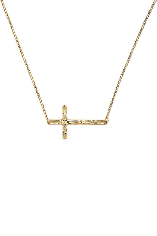 Dainty 14K gold cross pendant choker in sterling silver