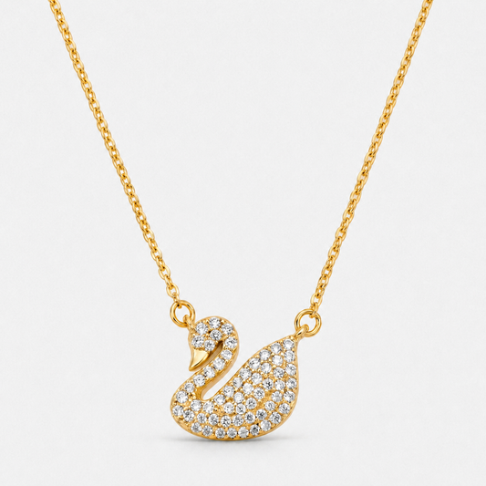 Geneviève 18K Gold-Plated Dainty Swan Necklace - Gold / Gold-plated Brass