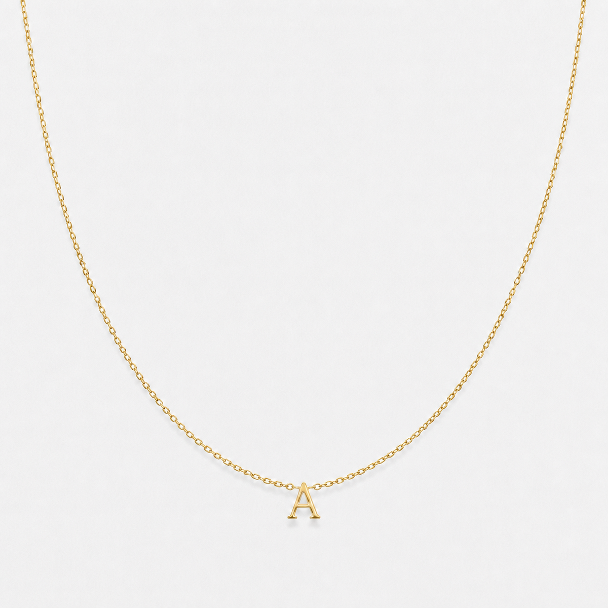 Dainty Initial Letter Necklace - Gold / A