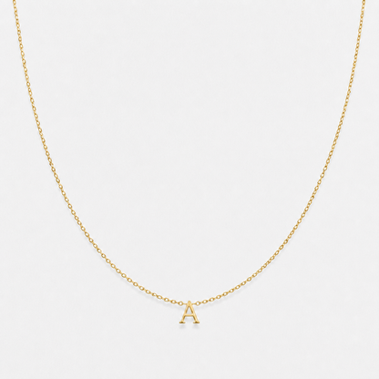 Dainty Initial Letter Necklace - Gold / A