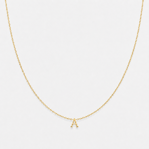 Dainty Initial Letter Necklace - Gold / A