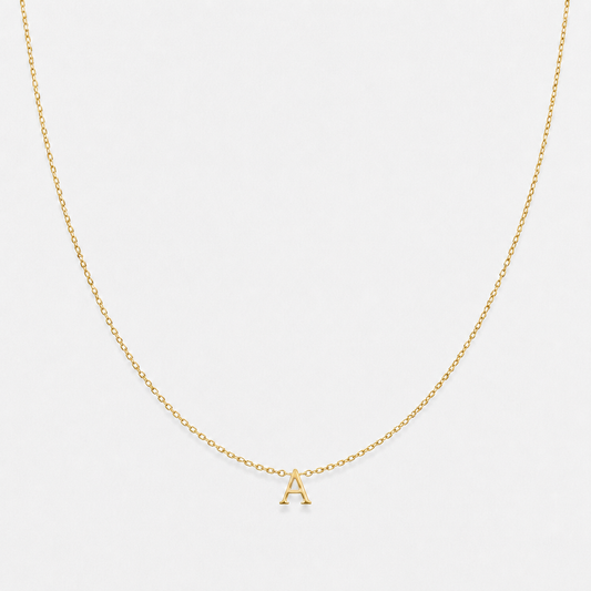 Dainty Initial Letter Necklace - Gold / A