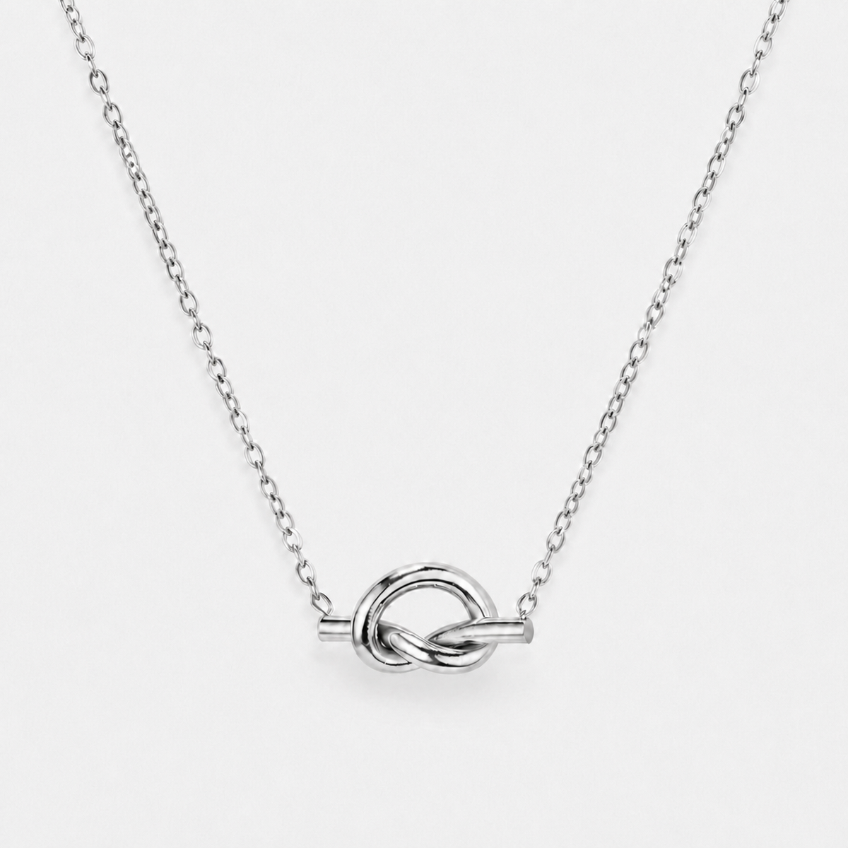 Dainty Love Knot Pendant Necklace - Silver