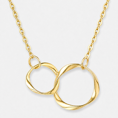 Double Circle Interlocking Necklace - Gold