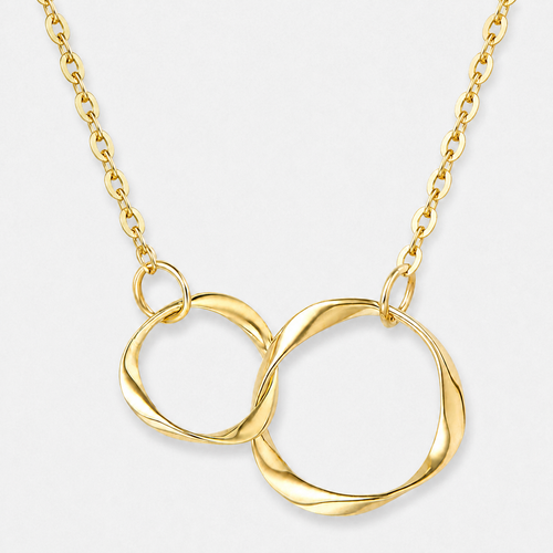 Double Circle Interlocking Necklace - Gold