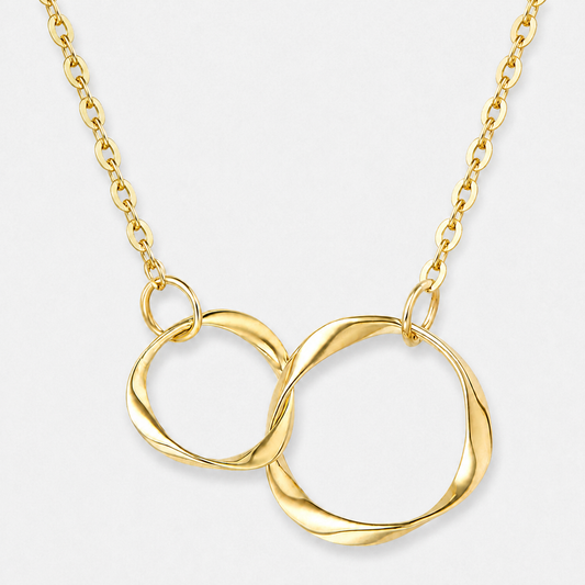 Double Circle Interlocking Necklace - Gold