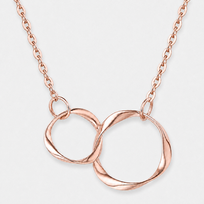 Double Circle Interlocking Necklace - Rose gold