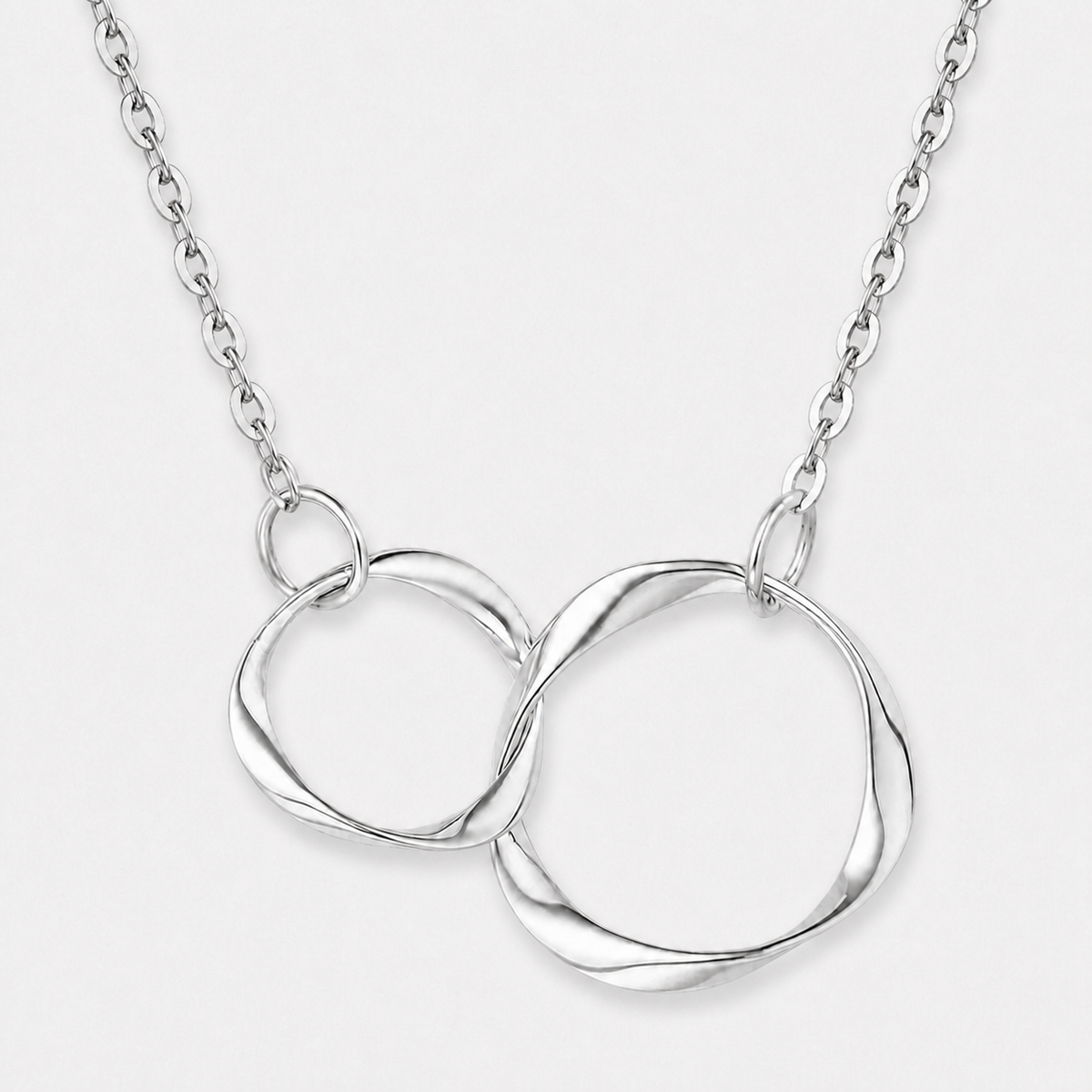 Double Circle Interlocking Necklace - Silver
