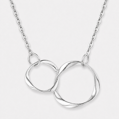 Double Circle Interlocking Necklace - Silver