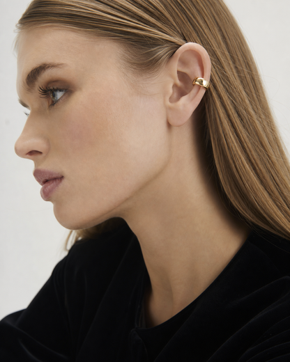 14K Gold-Plated Ear Cuff worn by model profile view