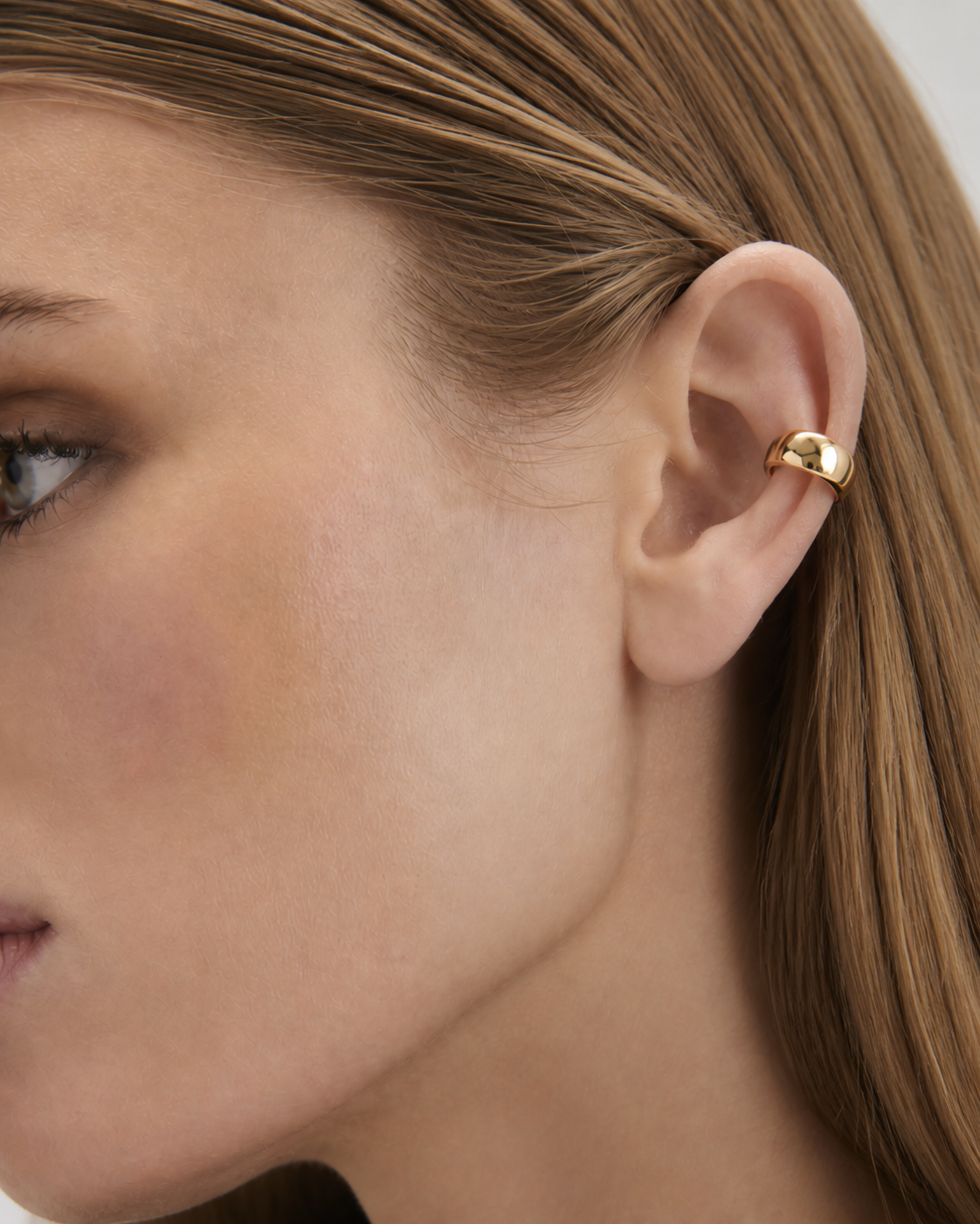 14K Gold-Plated Ear Cuff worn by model ear close-up