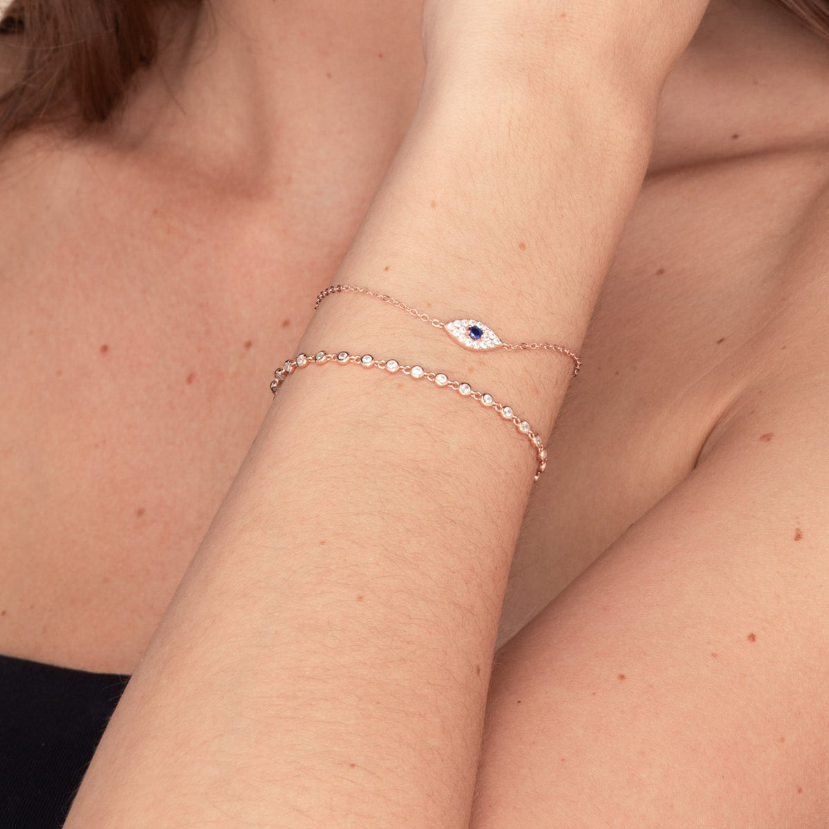 Evil eye chain bracelet detail shot
