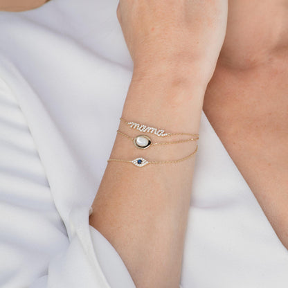 Delicate evil eye chain bracelet layered – Vessaly