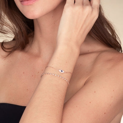 Pave evil eye bracelet, modern symbolic jewelry