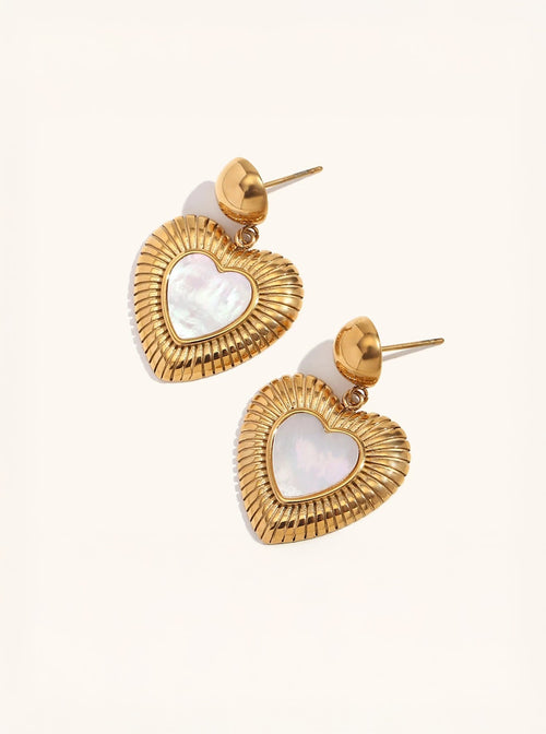 Heartfall earrings in 18K gold finish