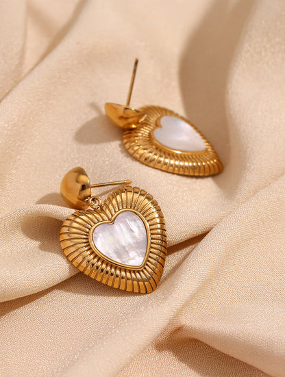 Heartfall earrings, side angle view