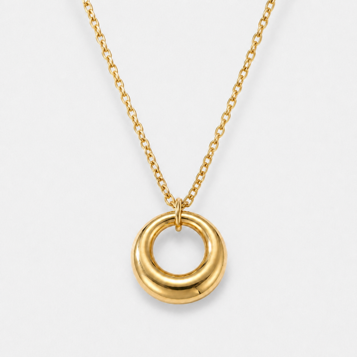 18K Gold Vermeil Circle Pendant Necklace - Default Title