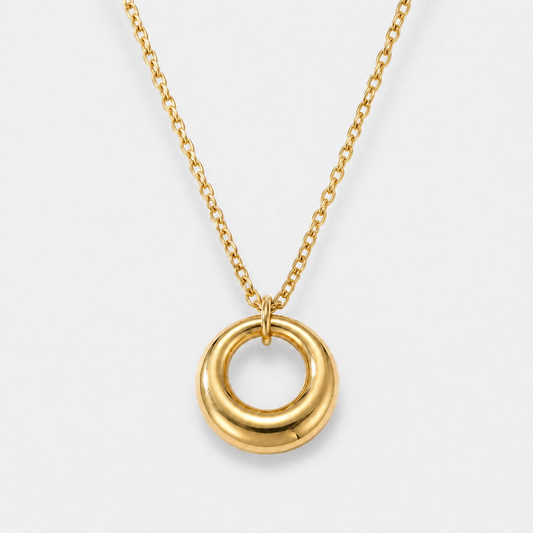 18K Gold Vermeil Circle Pendant Necklace - Default Title