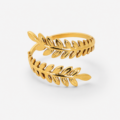 18K Gold-Plated Olive Leaf Adjustable Ring