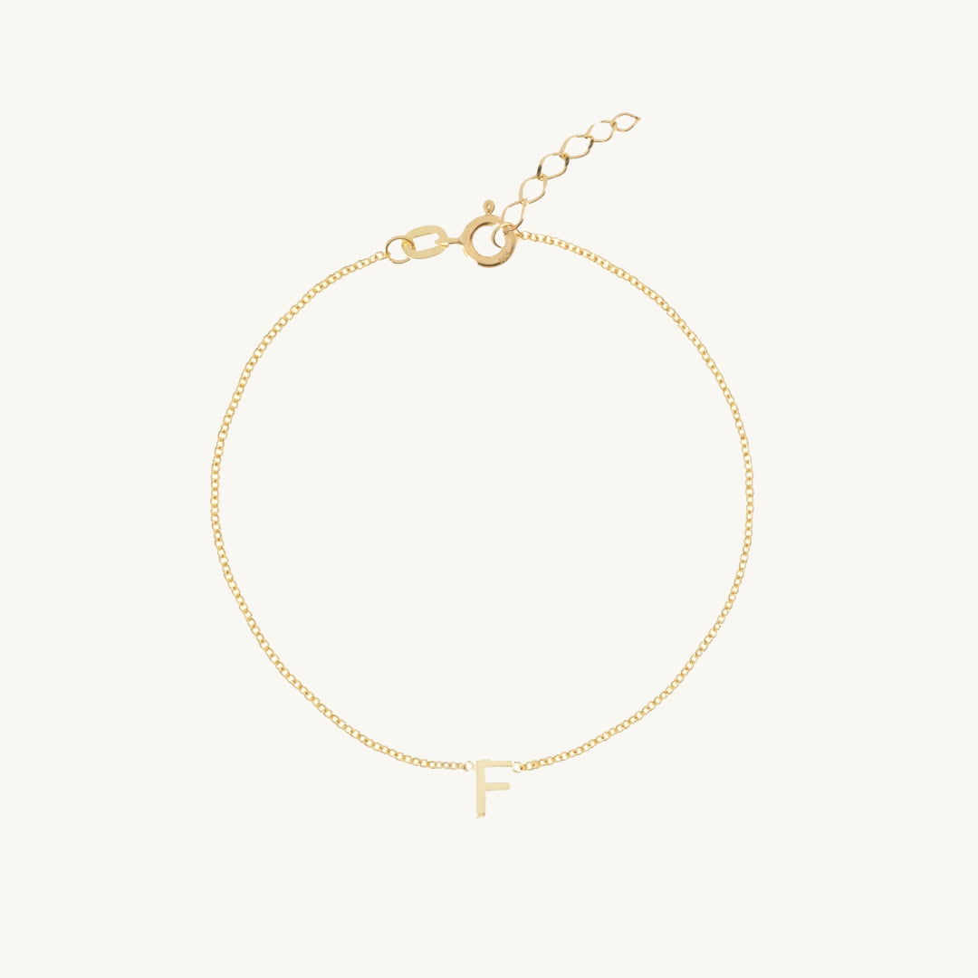 Original single initial letter bracelet in gold vermeil