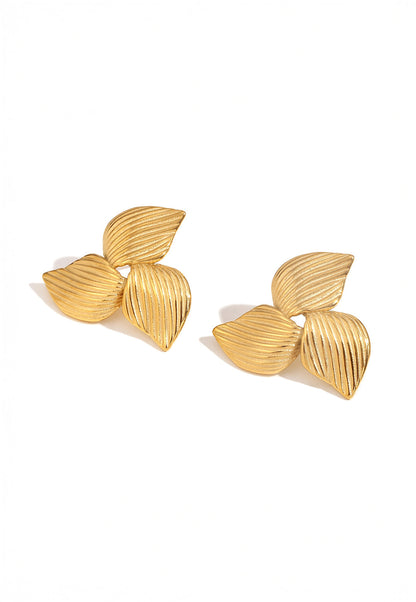 Romantic gold flower cluster earrings, side angle view