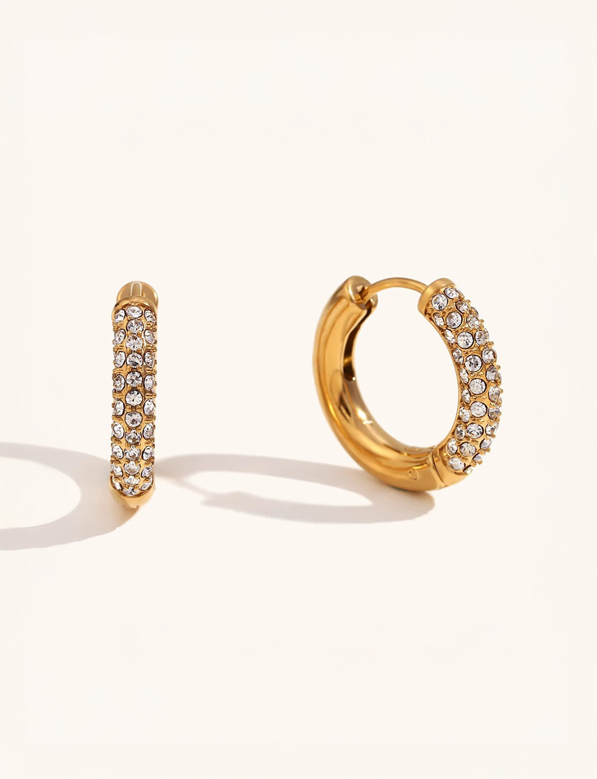 Halo Verge hoop earrings with 5A zirconia stone — gold finish, front view
