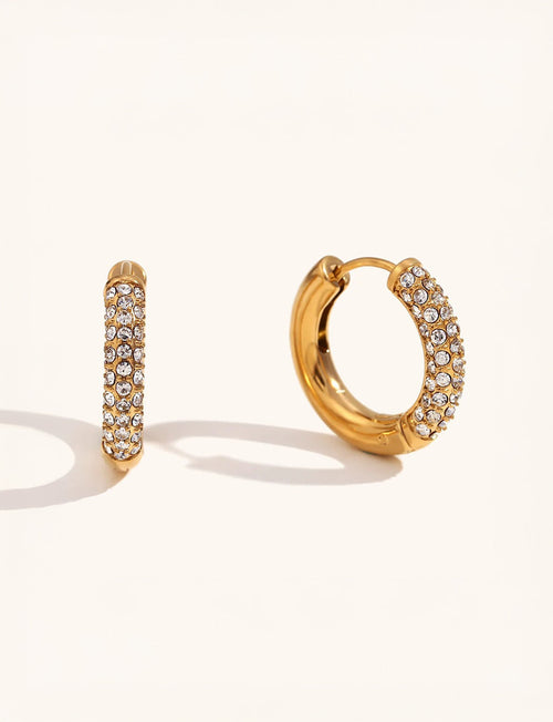 Halo Verge hoop earrings with 5A zirconia stone — gold finish, front view