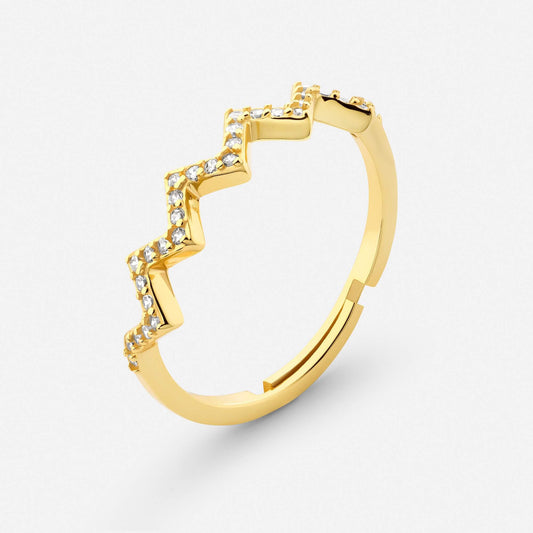 Highs and lows ring in polished gold finish