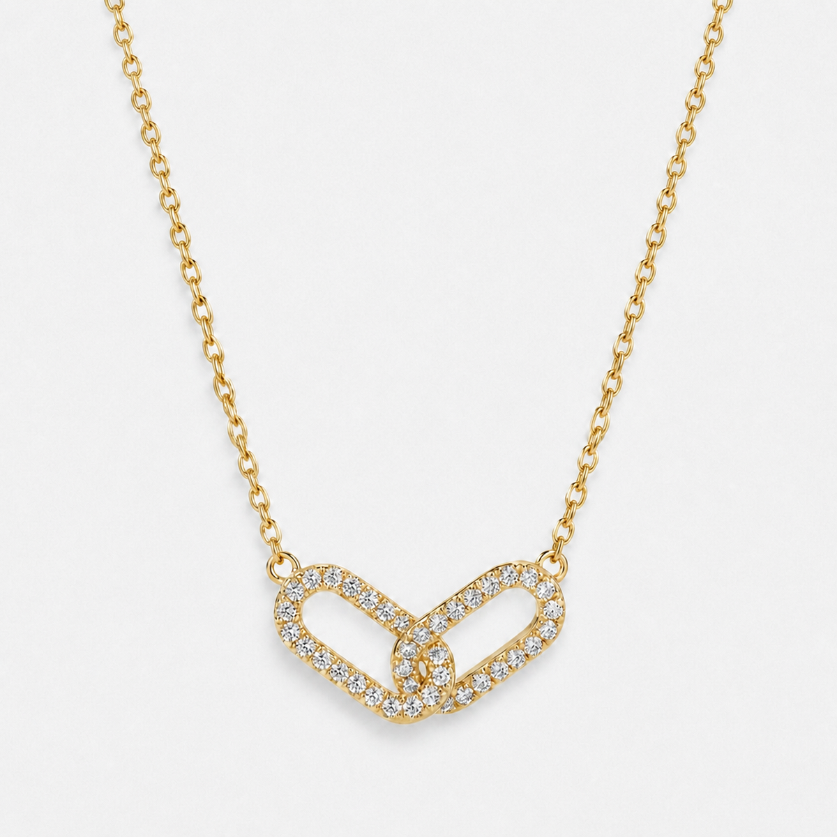 Interlocking Geometric Pendant Necklace - Gold / 45cm