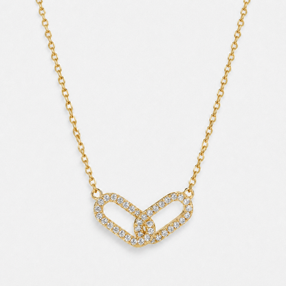 Interlocking Geometric Pendant Necklace - Gold / 45cm