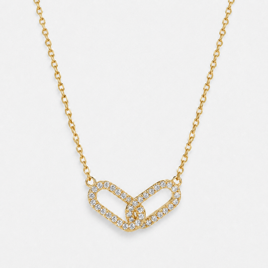 Interlocking Geometric Pendant Necklace - Gold / 45cm
