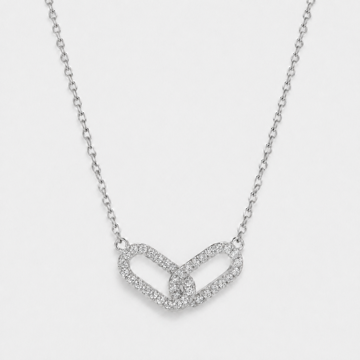 Interlocking Geometric Pendant Necklace - Silver / 45cm