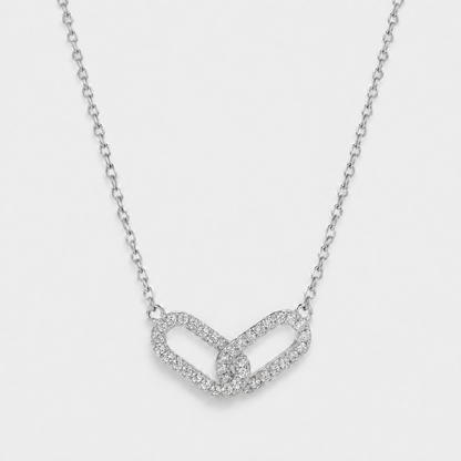 Interlocking Geometric Pendant Necklace - Silver / 45cm